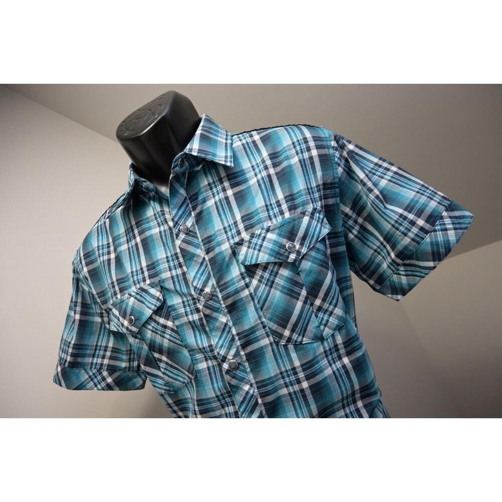 Kuhl Mountain Western‎ Pearl Snaps Camp Shirt 100% Polyester Plaid Mens Sz Small